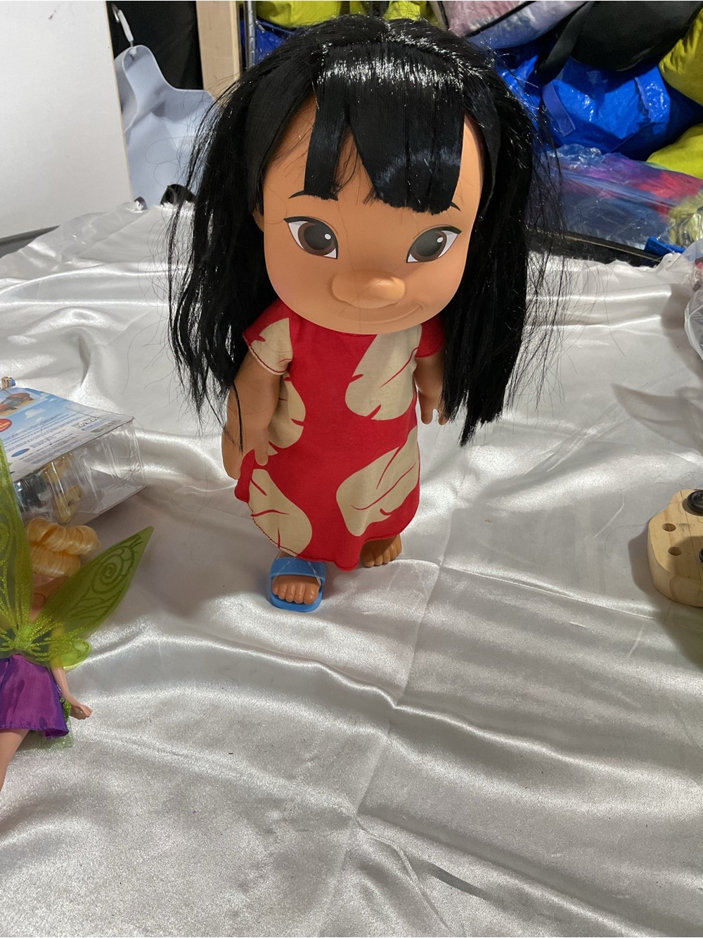 Girls' Red Hawaiian-Style Doll with Black Hair